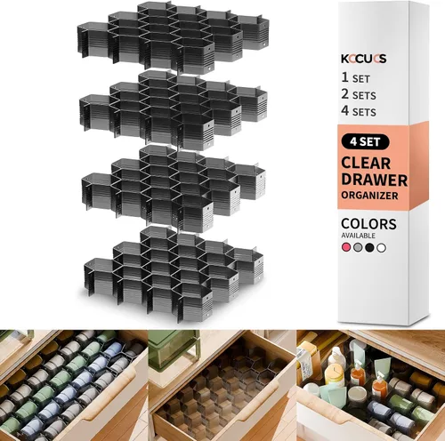 Vista 8 de Separador de panal de abejas, organizador de cajones ajustable para ropa interior, cinturón, bufanda, calcetines (negro (1 unidad)