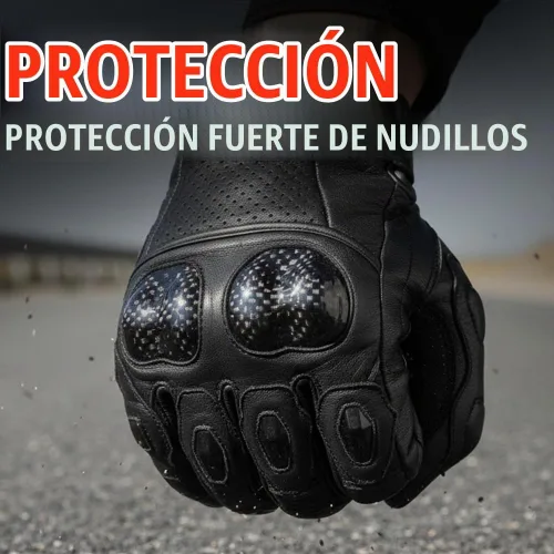Vista 5 de Guantes de piel de anilina de vaca para motocicleta de hombre con control deslizante