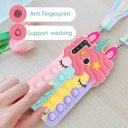 Vista 4 de nancheng Funda antiansiedad con burbujas para Samsung Galaxy A21, funda protectora de silicona suave a prueba de golpes, antiarañazos