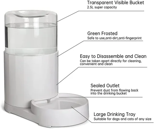 Vista 3 de Dispensador de agua para mascotas, tazón automático, alimentador automático para gatos y perros