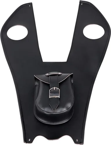 Vista 2 de Bolsa de panel de tanque de combustible de piel sintética negra con bolsa compatible con Harley Fatboy Softail Heritage Springer FLSTS FLST FLSTN
