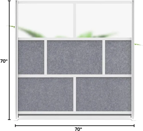 Vista 10 de Luxor MW-7070-FCG - Sistema modular de división de ambientes de pared, marco plateado, 70 pulgadas de ancho x 15.75 pulgadas de profundidad x 70