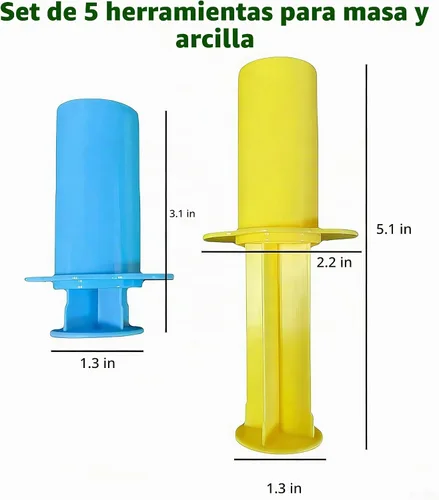 Vista 3 de MAGIKON Juego de herramientas de masa y arcilla de 5 piezas - Extrusoras de masa para el hogar, aula o juego en grupo Regalo de arte para niños