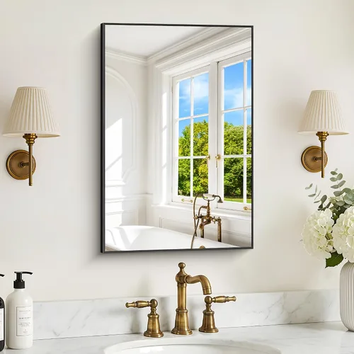 Vista 28 de DESBING 16"x20" Bathroom Mirror for Over Sink, Black Framed Wall Mirror Negro