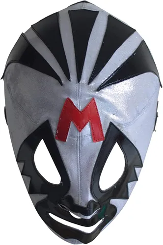 Vista 2 de Mil Mascaras Semi-Profesional Lucha Libre Máscara Adulto Tamaño Luchador Luchador Máscara de Lucha Plata Premium Calidad Máscara de Luchador