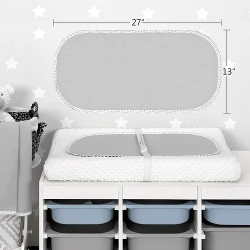 Vista 6 de TILLYOU Forros Impermeables para Cambiador Paquete de 6, Forros de Pañales de Tela 100% Algodón Reutilizables, Gris