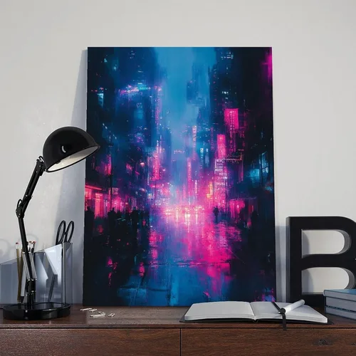 Vista 8 de XAHOR Synthwave Neon Urban Wall Art – Futuristic Cyberpunk Print – Trendy Home Decoration Canvas Art Poster And Wall Art Picture Print Modern Family