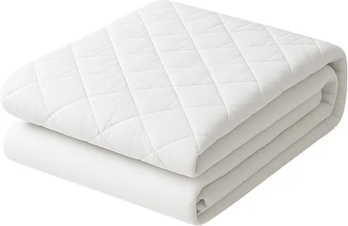 Vista 2 de Pacific Linens Protector de colchón impermeable acolchado blanco, bolsillo profundo de hasta 20 pulgadas, tela suave y transpirable, lavable a