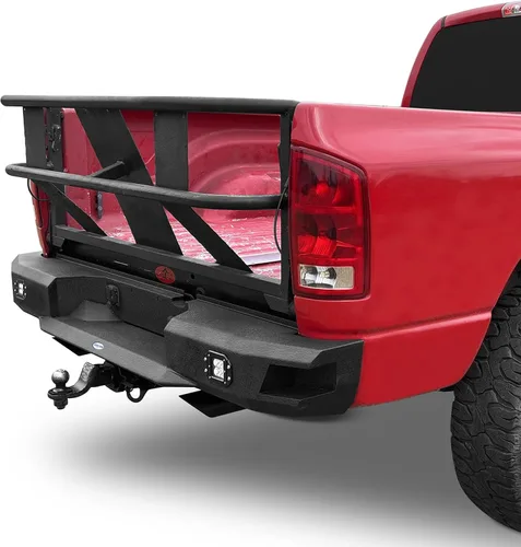 Vista 5 de Hooke Road Ram 2500 Parachoques delantero y trasero de ancho completo con placa de cabrestante para Dodge Ram 2500 3500 2003 2004 2005 Combo