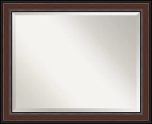 Vista 14 de Amanti Art Espejo de baño marrón para sobre el fregadero, espejo rectangular de tocador rectangular de nogal Harvard de 25 x 21 pulgadas, marco