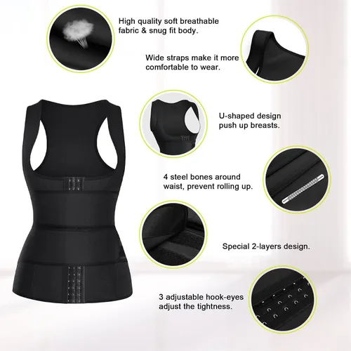 Vista 6 de RACELO Chaleco de entrenamiento de cintura para mujer, faja moldeadora con control de abdomen, faja moldeadora de cuerpo, corsé debajo del busto