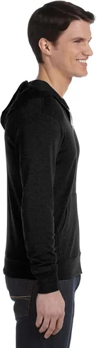 Vista 3 de Bella + Canvas Unisex Triblend - Sudadera ligera con capucha y cremallera completa, Negro (Solid Black Triblend)