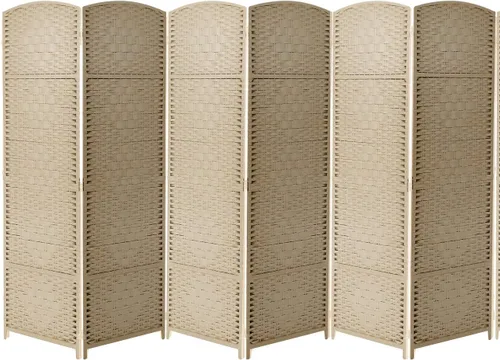 Vista 11 de Sorbus Divisor de habitación de 8 paneles de 6 pies de alto, pantalla de privacidad, paneles extra anchos con doble bisagra, doble tejido de Beige