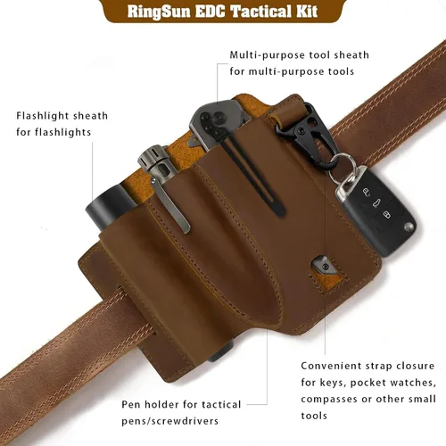 Vista 3 de Jack&Chris Funda multiherramienta EDC de cuero para cinturón, organizador de cinturón EDC para herramientas Leatherman, organizador de bolsillo EDC