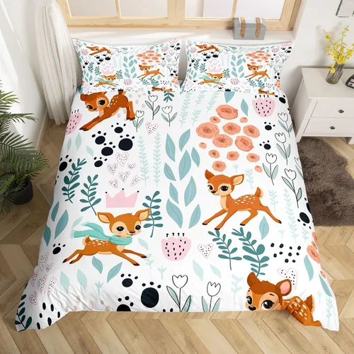 Vista 37 de Erosebridal Juego de ropa de cama individual de animales de la selva para niñas y niños, funda de edredón de elefante oso, tigre, león, safari
