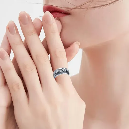 Vista 5 de Anillo giratorio de plata de ley con elefante, anillo giratorio para mujer, anillo giratorio de elefante, joyería de regalo para mujeres y hombres