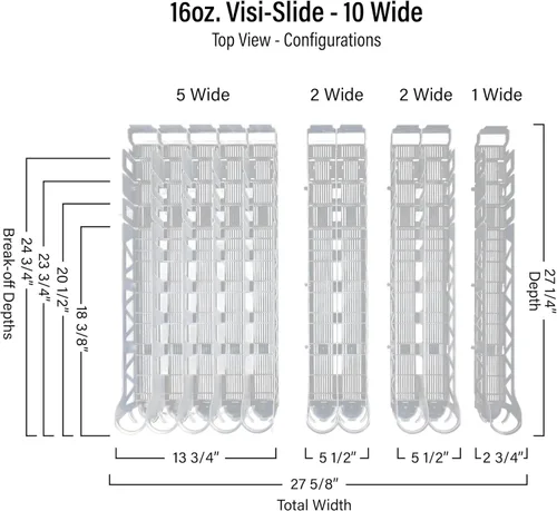 Vista 2 de Display Technologies Visi-Slide Organizador de Bebidas para Nevera, Organizador de Latas de Soda, Deslizador Alimentado por Gravedad para Estantes