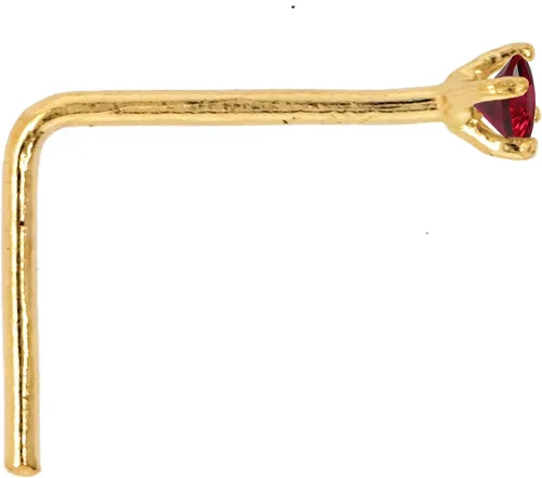 Vista 2 de Piercing para nariz en forma de L de oro macizo de 14 quilates de 22 G con piedras preciosas de rubí real, oro amarillo de 14 quilates o oro blanco