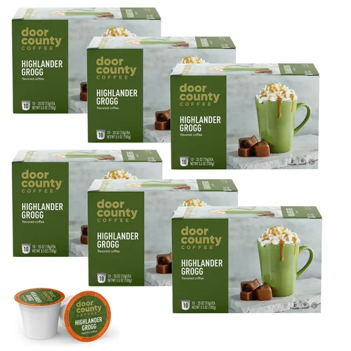 Vista 26 de Door County Coffee Café Molido con Sabor a Toffee de Almendra - 10 Tazas de Una Sola Porción - Tostado Medio - 100% Arábica Especial - Gourmet
