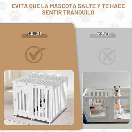 Vista 4 de Corralito para perros con puerta y cubierta, panel de valla para cachorros, jaula para perros, corral para mascotas para perros pequeños y medianos