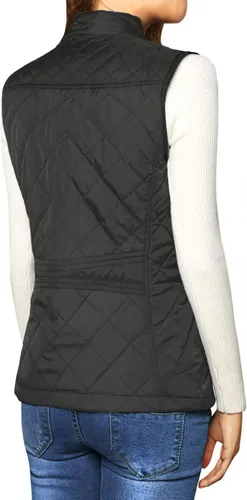 Vista 3 de Allegra K - Chaleco acolchado y ligero, de cuello alto, con cremallera, para mujer