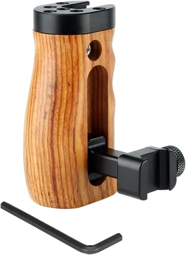 Vista 2 de NICEYRIG Mango de madera de liberación rápida NATO, agarre lateral universal con agujeros de montaje, zapata fría - 268