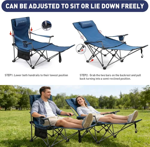 Vista 3 de Zero Gravity - Silla de camping reclinable con almohada acolchada, soporte para tazas, bolsillo de almacenamiento y bolsa de transporte, sillón