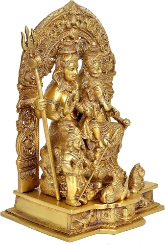 Vista 3 de AONA Figura decorativa de ídolo de Shiv Parivar de latón, escultura de familia Shiv para el hogar, templo, oficina, regalo, artículo de regalo