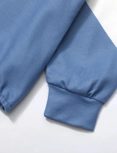 Vista 7 de Conjunto de sudadera de gran tamaño con bloques de color y pantalones para otoño e invierno
