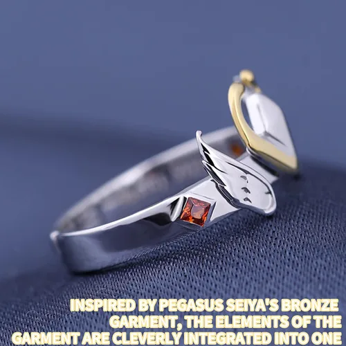 Vista 3 de TWINKANIME "All 6" S925 Anillo de plata Anime Sagitario para Cosplay Banda Abierta Anillo Ajustable para Cosplay Prop, Plata, Zircón