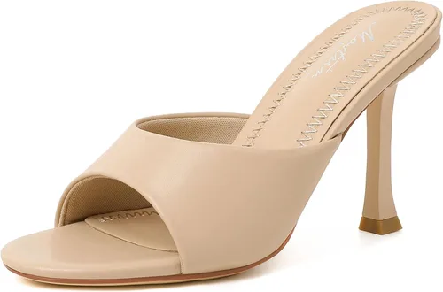 Vista 13 de Mostrin - Sandalias con tacón de gatitos para mujer, con punta redonda con lazo, vintage, sexy, de tacón aguja, sin talón, para fiesta y uso diario