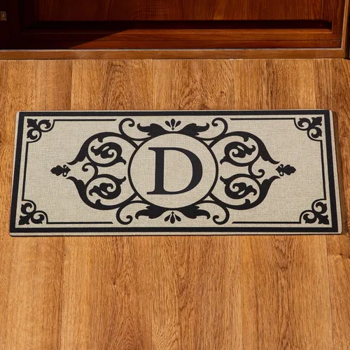 Vista 11 de Evergreen Flag Cambridge Monogram Letra A Burlap Sassafras Switch Mat 22" x 10