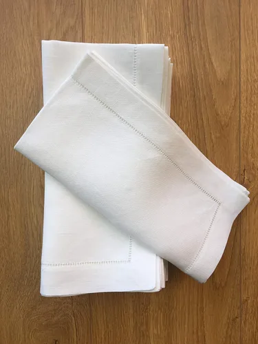 Vista 7 de Servilletas de cena con dobladillo de lino blanco – Juego de 6 servilletas de tela 100% lino de 20 x 20 pulgadas