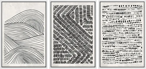 Vista 148 de SIGNWIN Lienzo enmarcado para pared, juego de arte neutro de bosque brumoso, ilustraciones en tono tierra, arte moderno, decorativo, bohemio