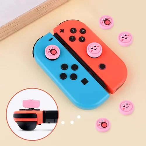 Vista 4 de DLseego Lindas 4 tapas de agarre de pulgar para interruptorinterruptor OLEDSwitch Lite de silicona suave Joy Con Joystick Cubierta protectora