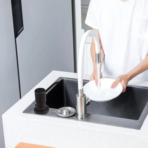 Vista 7 de Dispensador de jabón para fregadero de cocina, dispensador de jabón para fregadero Kichen integrado, kit de tubo de extensión de 47 pulgadas, bomba
