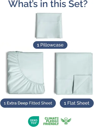 Vista 510 de Extra Deep Twin XL Sheet Set - 3 Piece College Dorm Room - White 01-Blanco