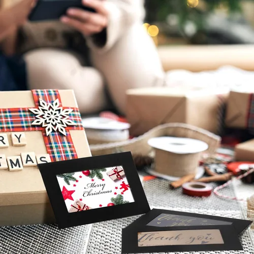 Vista 5 de Uiifan 300 Sobres con Ventana para Tarjetas de Regalo de 4 x 2.8 Pulgadas, Fundas para Tarjetas de Regalo, Mini Sobres con Cierre