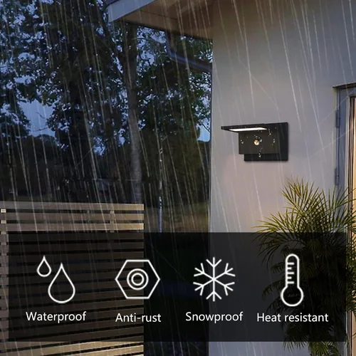 Vista 2 de Lustrlach Luz de pared al aire libre LED negro con sensor de movimiento exterior para casa impermeable montaje en pared porche luz para garaje