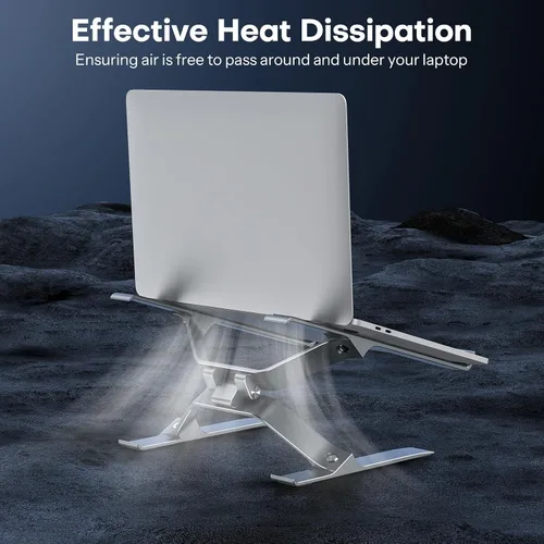 Vista 6 de OMOTON Soporte para portátil más estable, soporte ajustable de aluminio para escritorio, elevador ergonómico desmontable adecuado para todas