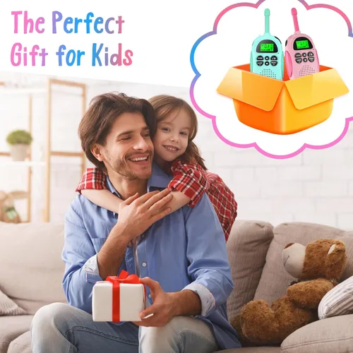 Vista 7 de HPROMOT Walkie Talkies para niños recargables, juguetes para niños de 3 a 12 años, niños y niñas, paquete de 2 unidades de radios de dos vías