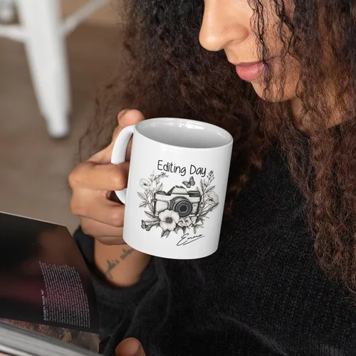 Vista 2 de Taza de café personalizada con nombre, taza de regalo personalizada para amantes de la fotografía, amigos, familia, taza de té blanca de 11 o 15