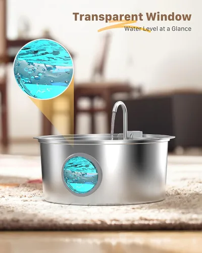 Vista 5 de Fuente de agua para mascotas para perros grandes: fuente de agua de metal para perros - Fuentes silenciosas para gatos grandes - Fuentes de agua