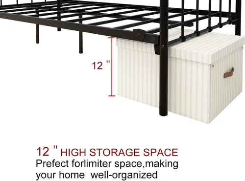 Vista 7 de HOMERECOMMEND - Marco metálico para sofá cama con base de plataforma en láminas de acero, base de repuesto para sofá cama infantil en sala y Negro