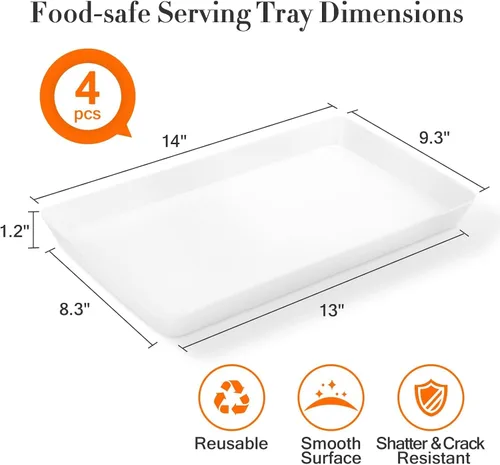 Vista 2 de WOWBOX 4 bandejas de servir para entretenimiento, platos para servir aperitivos, frutas, galletas, postres, bandejas de plástico reutilizables