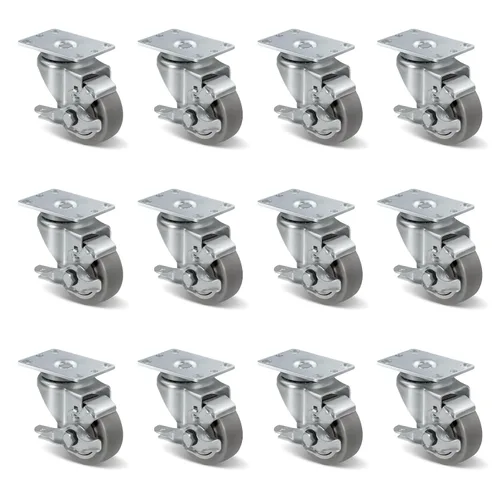 Vista 37 de Ruedas resistentes de 3 pulgadas, ruedas giratorias con frenos, ruedas de placa con rueda de goma para muebles, plataforma, camión, carrito