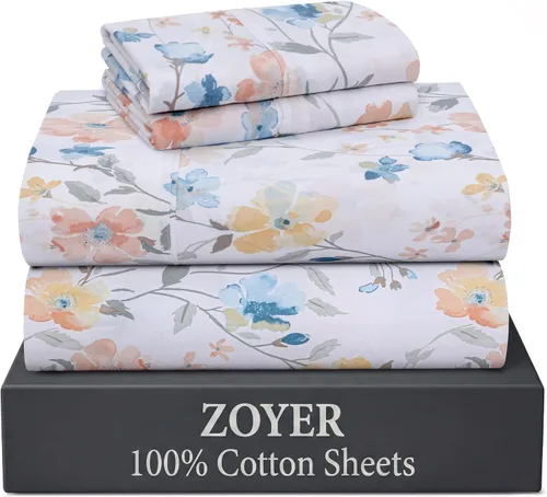 Vista 20 de ZOYER Sábanas de 100 % algodón percal tamaño individual, refrescantes y transpirables, duraderas, con una sensación nítida, suave y cómoda, bolsillo