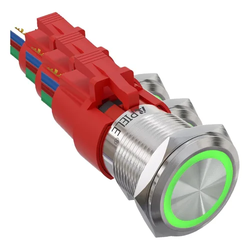 Vista 9 de APIELE Interruptor de botón de bloqueo de 0.748 in, 12 V CC, anillo de halo de ojo de ángel LED de 0.74 pulgadas, 1NO1NC SPDT con enchufe de cable