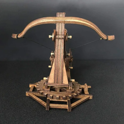 Vista 7 de Ballesta ajustable Siege Ancient Chariot Catapult Machinery Stone-Thrower Slingshot 3D DIY Rompecabezas de madera de mesa Kits de modelo de juego
