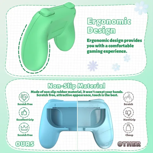 Vista 67 de FASTSNAIL Grips Compatible with Nintendo Switch for Joy Con & OLED Model for Joycon, Wear-resistant Handle Kit Compatible with Joy Cons Controllers
